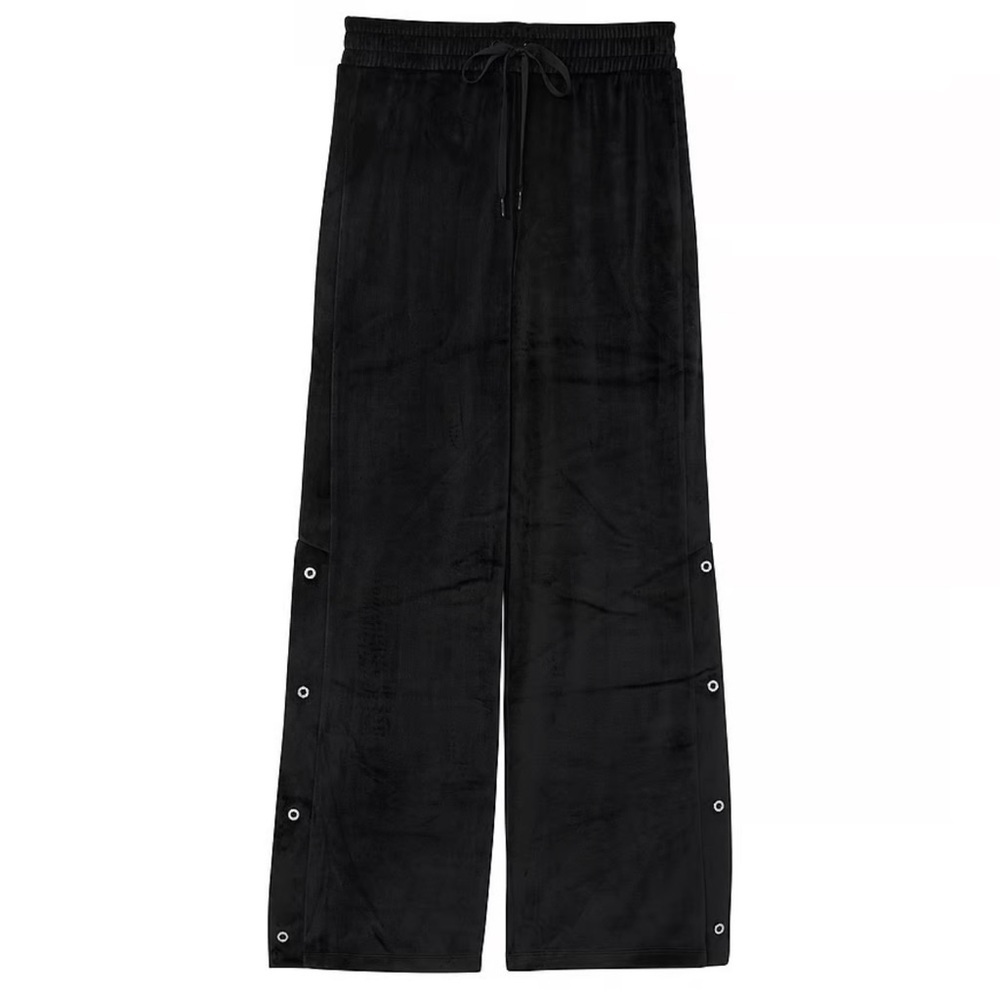 Victoria Secret Velour Diamanté Wide Leg Snap Lounge Pants - Picture 4 of 6